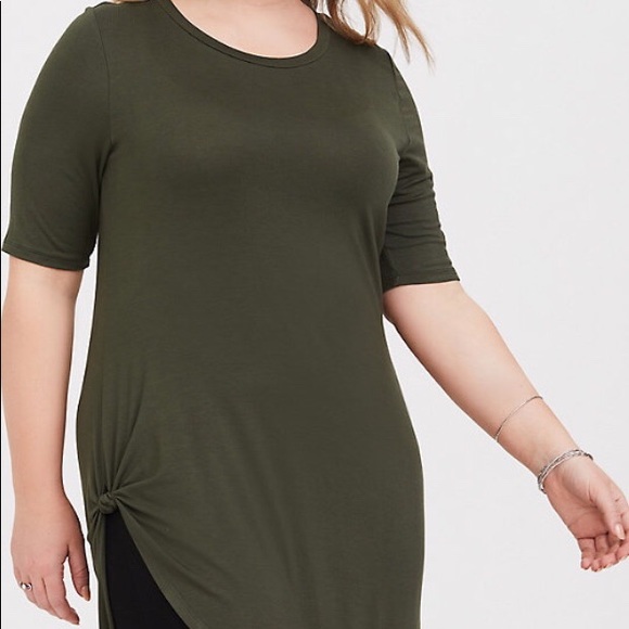 Torrid olive knotted asymmetrical tunic - Picture 2 of 5
